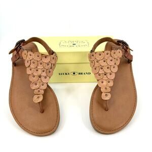 Lucky Brand Size 10 Filomena Sandal Rose Gold Flat Grommet Thong Leather
